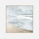 Sea Print coastal canvas artwork in a natural frame