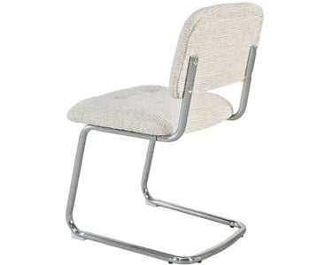 Indra Cantilever Dining Chair – Chrome & Greige