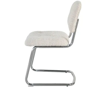Indra Cantilever Dining Chair – Chrome & Greige