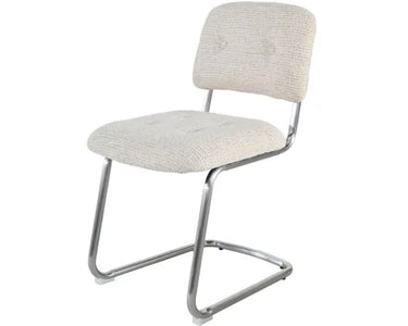 Indra Cantilever Dining Chair – Chrome & Greige