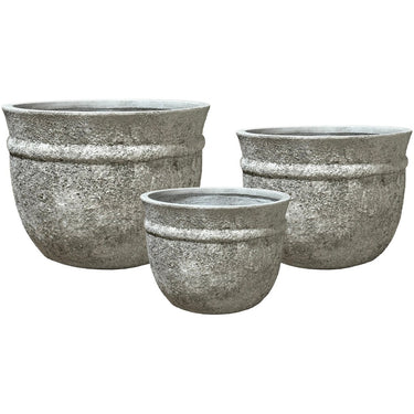 Wide Fibre Cement Planter Set of 3 in grey at Online8 Furniture Auckland NZ