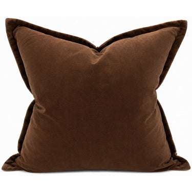 Snugg & Co camel brown cotton velvet cushion, 550 x 550mm square