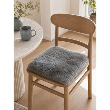 Kaikoura Long Wool Square Seat Pad - Grey at Online8 Furniture Auckland NZ