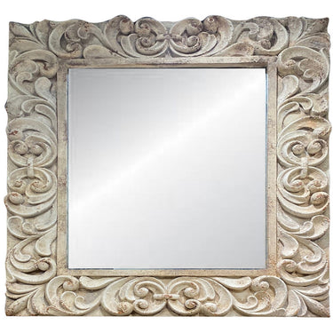 Vintage large ornate wall mirror in antique marble finish, 1150 x 1400mm