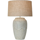 Antique cream ceramic table lamp with natural hessian shade, 650mm, at Online8 Furniture Auckland NZ