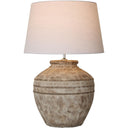Vintage brown ceramic table lamp with cream fabric shade, 705mm, at Online8 Furniture Auckland NZ