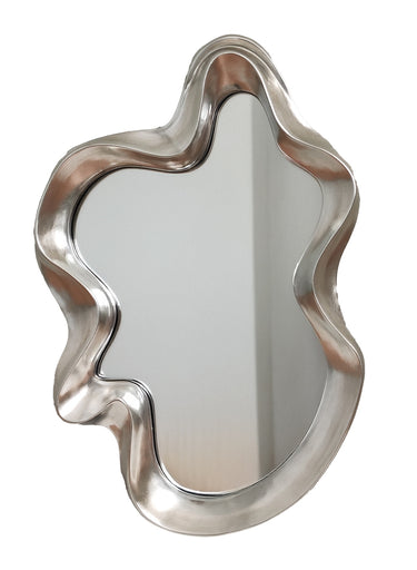 Vintage silver abstract wall mirror, 1040 x 650mm