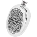 6oz Oval Sporran Pewter Hip Flask with Intricate Celtic Design at online8 furniture store Auckland
