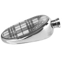6oz Oval Sporran Pewter Hip Flask with Tartan Design at online8 furniture store Auckland