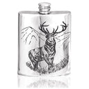 6oz Pewter Hip Flask with Highland Stag Design at online8 furniture store Auckland