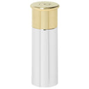 6oz Pewter Shotgun Cartridge Hip Flask with Brass Lid at online8 furniture store Auckland
