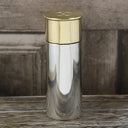 6oz Pewter Shotgun Cartridge Hip Flask with Brass Lid at online8 furniture store Auckland