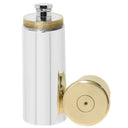 6oz Pewter Shotgun Cartridge Hip Flask with Brass Lid at online8 furniture store Auckland