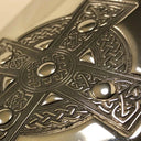 6oz Round Pewter Hip Flask with Intricate Celtic Cross Design at online8 furniture store Auckland
