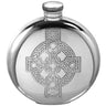 6oz Round Pewter Hip Flask with Intricate Celtic Cross Design at online8 furniture store Auckland