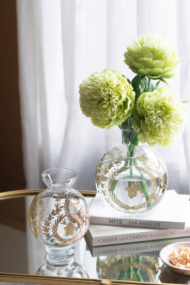 Oro Round Vase - Clear/Gold (27cm)