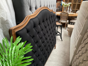 French Provincial Queen Headboard Black Linen Oak