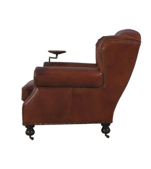 Churchill Armchair with Drink Holder - Vintage Cigar Brown