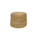Round braided jute pouf in natural, handwoven
