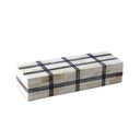 Plaid Bone & Wood Keepsake Box - Small