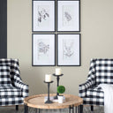 Monochrome Botanical Pencil Art Print - Set of 4 - 50x70cm