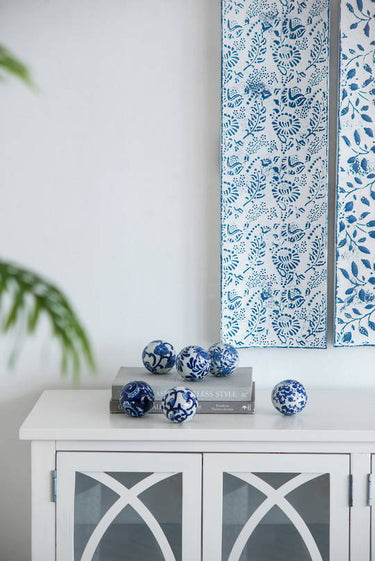 Chinoiserie Porcelain Orbs - Blue & White - Set of 6 (7.6cm)