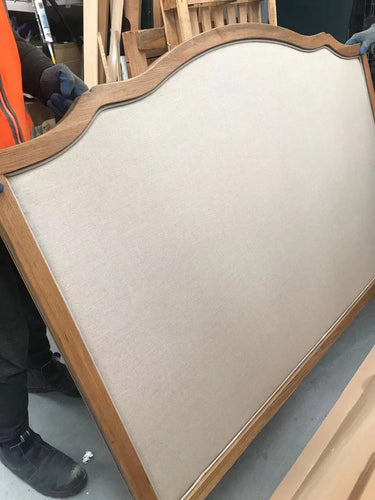 French Provincial Queen Headboard Beige Linen Oak