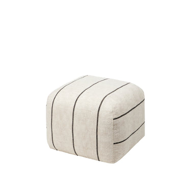 Broste Sigrid Pouf in light beige and black striped cotton linen