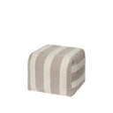 Broste Sigrid Pouf in light grey and beige woven cotton linen