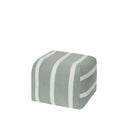 Broste Sigrid Pouf in agave green and light beige woven cotton linen