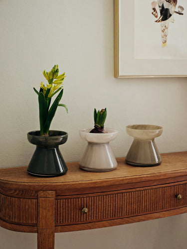 BROSTE Vase Solai Squat Dark Green styled
