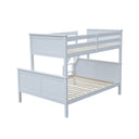 A light gray painted wooden bunk bed frame with a built-in ladder, shown on a plain white background.