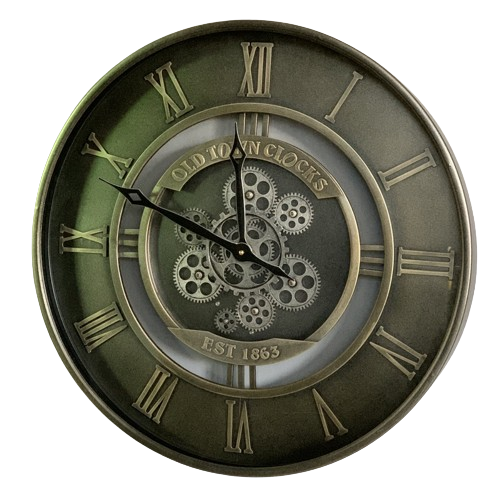 Old Town Wall Clock with Gears