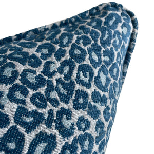 Leopard Design Cushion Cover -  Blue & White
