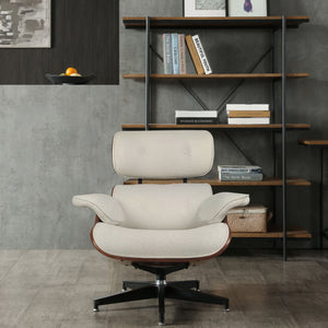 Eames Relax Swivel Chair - White Boucle