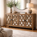 Lattice 4 Door Elm Sideboard with Mirrored Doors
