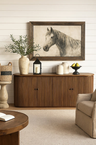 Regency 2 Door 4 Drawer Curved Sideboard - Old Elm