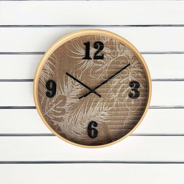 Ashley Clock Printed Linen Natural Frame 40x40x5cm