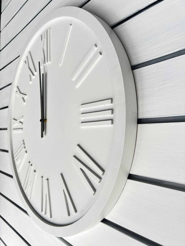 Whisper Clock White With Steel Grey Arms 60x60x3.5cm