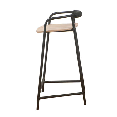 Forge Counter Stool black leather padded backrest detail