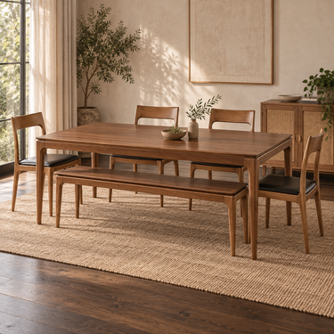 Baur Dining Suite with Chair & Bench - Walnut 1800
