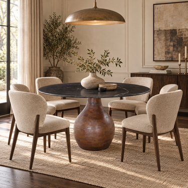 Orb Marble Dining Table 120cm - Brown & Black