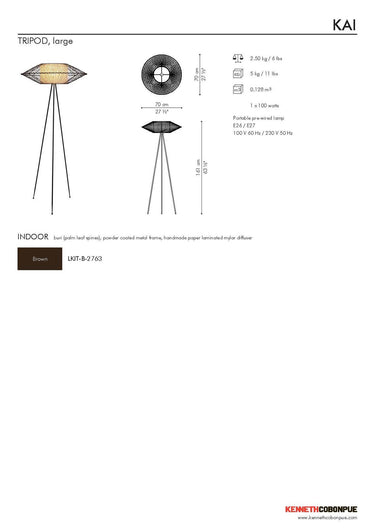 COBONPUE Kai Tripod Floor Lamp Large - Brown view 4