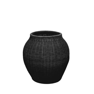 Hale Outdoor Planter Basket in black synthetic wicker, large
