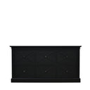 Island Life 6 Drawer Dresser in black mango wood, 1600mm wide with six drawers