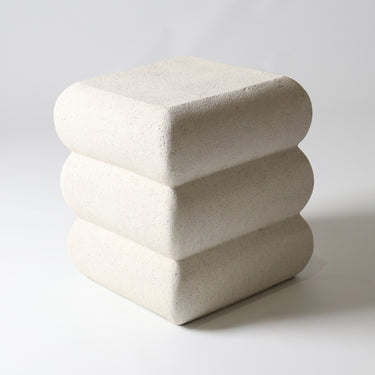 Fibreglass Stack Stool Off White side view