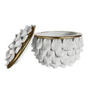 Gloss White Petal Trinket Box Gold accents