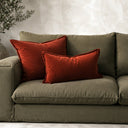 Burnt terracotta cotton velvet pile detail
