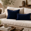 Royal blue velvet lumbar cushion detail