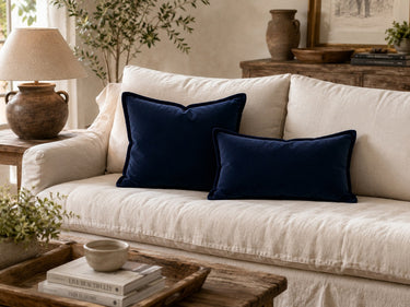 Royal blue velvet lumbar cushion detail